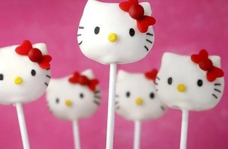 Hello Kitty style cake pops