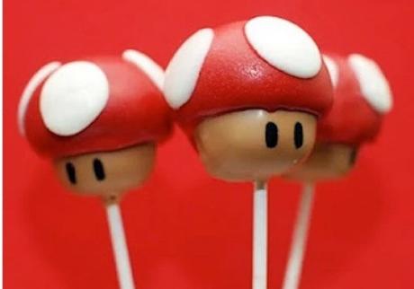 Super Mario Bros mushroom inspired cake pop