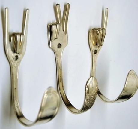 Forks recycled into coat hooks