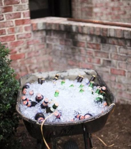 Wheelbarrow turned into a beer cooler