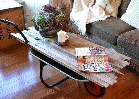 Wheelbarrow turned into a Coffee Table
