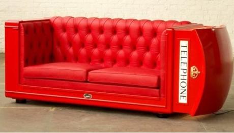 Red UK Phone Box Inspired Sofa