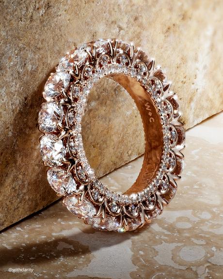 eternal bands rose gold round cut diamonds hidden pave withclarity