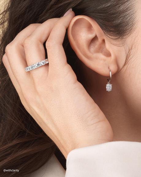 eternal bands modern diamond wedding ring jewelry set earrings withclarity