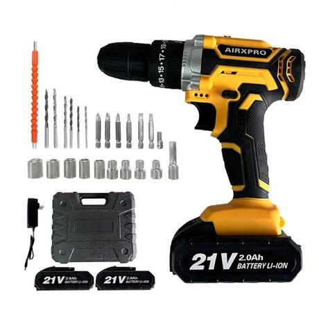 Image: 21V Power Drill Set, 25+1 Position Adjustable Torque Electric Drill, 2-Speed Transmission