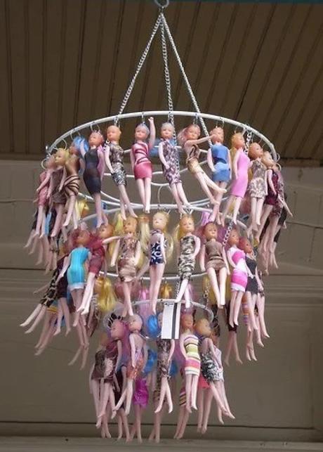 Chandelier made from Barbie dolls