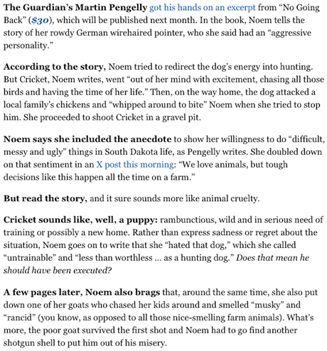 Noem Mistakes Cruelty For Toughness