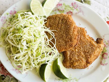 Crispy Pork Cutlets and Cabbage