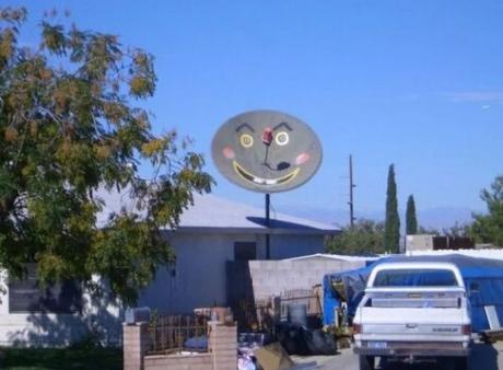 Happy Face Effect Satellite Dish Art