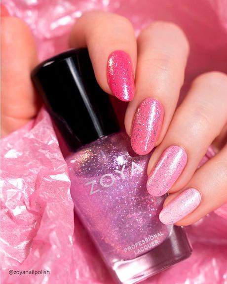 alternative to gel nails pink with glitter zoyanailpolish