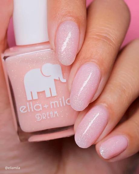 alternative to gel nails pink with light sparkles ellamila