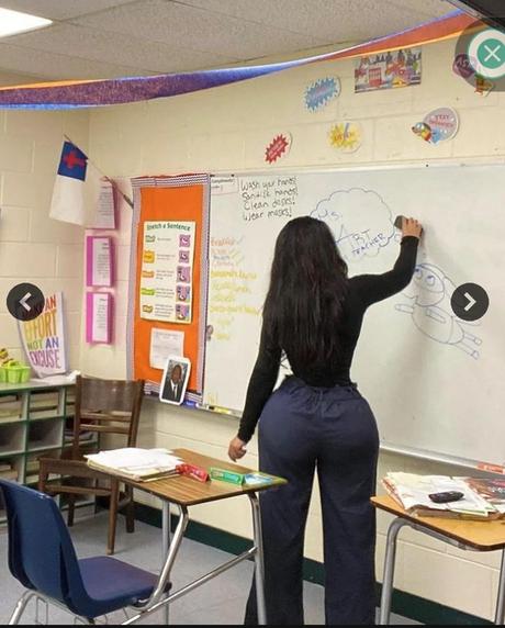 Art Teacher Come Under Fire For Distracting Students With Her Shape And Back Behind (PHOTOS)