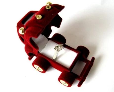 Rare Vintage Red Beetle Car Ring Box Kawaii Cute