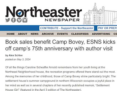 BOOK SALES BENEFIT CAMP BOVEY, Article in the Northeaster Newspaper