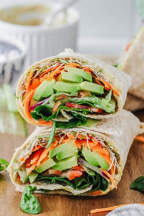 Vegan Hummus Avocado Wrap