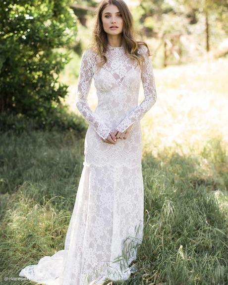 new wedding trend by hailey bieber claire pettibone sheath with long sleeves lace
