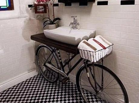 Bicycle Repurposed as a hand basin