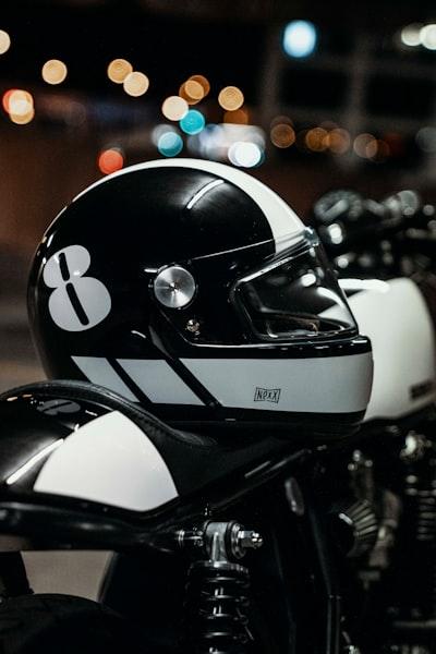 3 Powerful Meanings: What Does a Helmet Behind a Motorcycle Mean? 29 white and black helmet on motorcycle