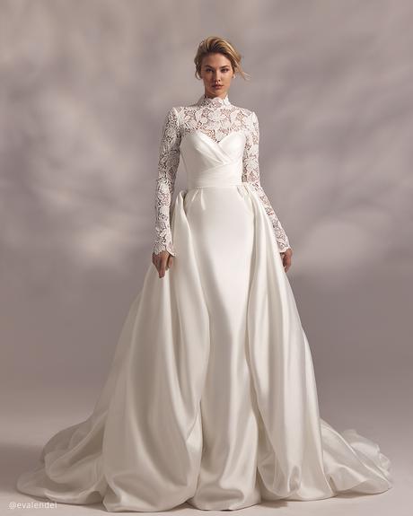 eva lendel wedding dresses olympia lace corset with long sleeves overskirt