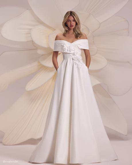 a line wedding dresses off the shoulder floral evalendel