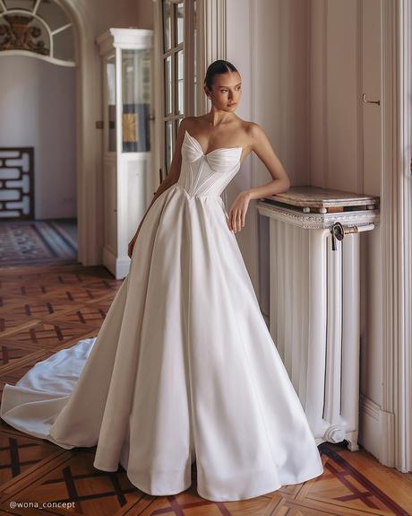 wona concept gemini collection wedding dresses simple princess strapless neckline corset