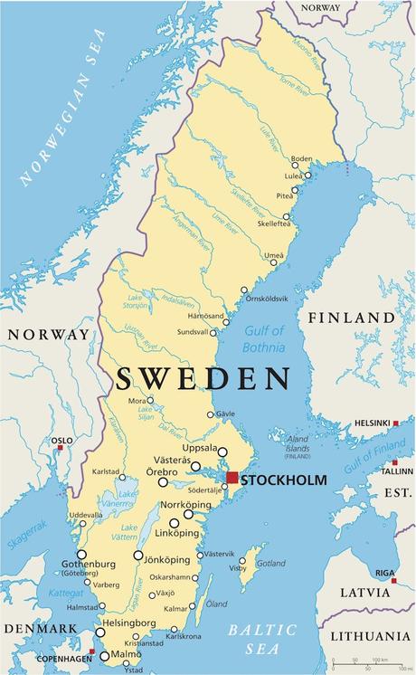 Putin’s designs on a Baltic island are leading Sweden to prepare for war Map of Sweden and nearby countries.