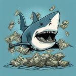 How to Evaluate a Digital Marketing Agency? a cartoon of a shark jumping out of money