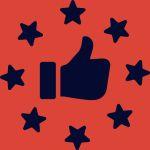 How to Evaluate a Digital Marketing Agency? a thumb up and stars on a red background