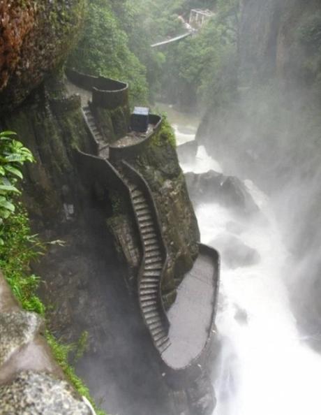 Staircase in Pailon del Diablo, Banos, Ecuador