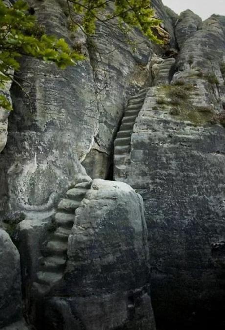 Staircase in Elbe Sandstone Mountains Dresden