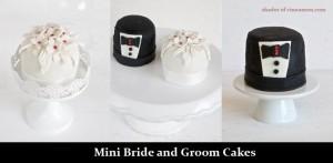 Mini Bride and Groom Wedding Cakes