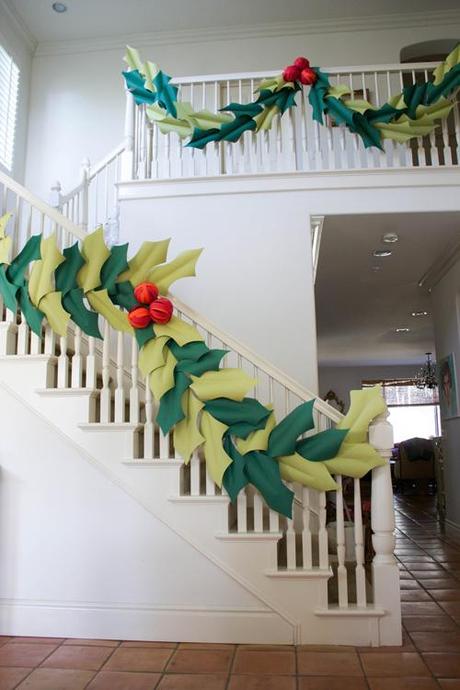 Oversized holly & berry paper garland