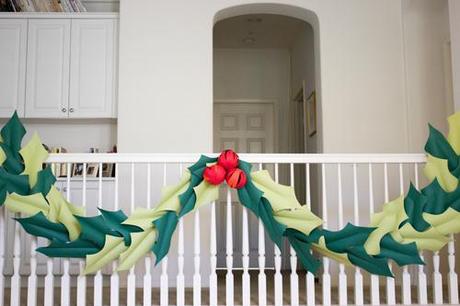Oversized holly & berry paper garland