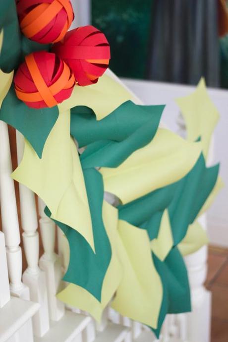 Oversized holly & berry paper garland
