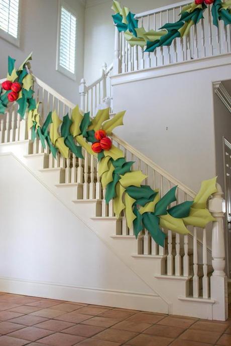 Oversized holly & berry paper garland