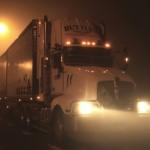 tractor trailers driving at night