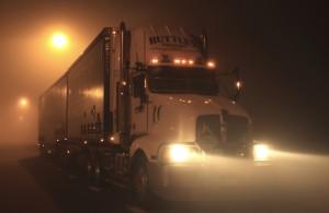 tractor trailers driving at night