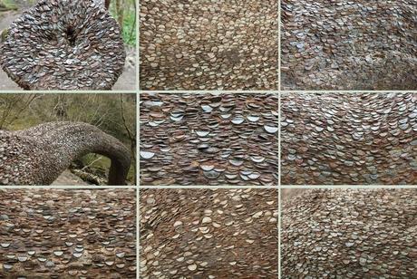 Tree covered in coins 