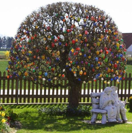 Tree covered in coloured Eggs 