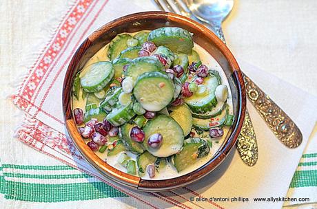 ~jerusalem buttermilk cucumber pomegranate salad~