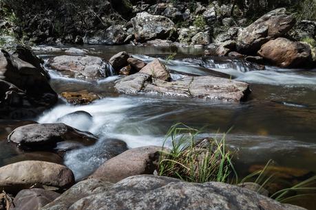 water flowing across rocks lerderderg river