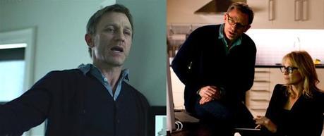 Daniel Craig in The Girl with the Dragon Tattoo The actual scene (left) and an obviously-posed production photo (right) plus glasses and Omega.