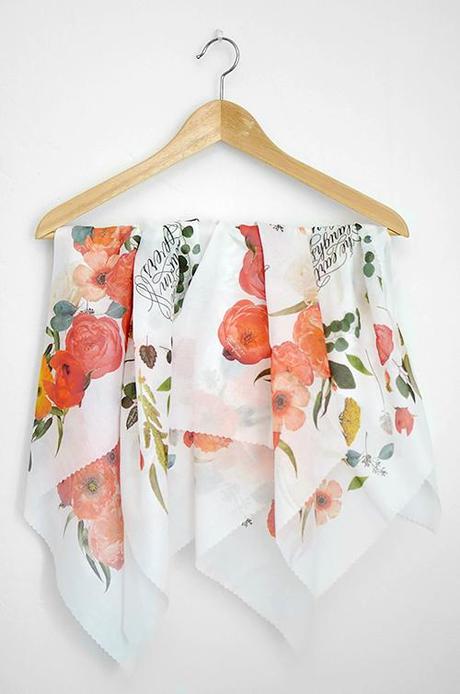Hand-lettered floral hanky collaboration