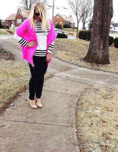 {Pink Scarf Turned Shawl}