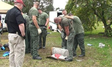 Broward Sheriff deputies and Sunrise Police learn how to use jackhammers and other tools, while training at Markham Park in Sunrise, to defeat concrete obstacles used by hard core demonstrators during protests. (Wayne K. Roustan, Sun Sentinel / January 30, 2014)