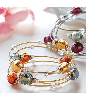 murano glass beads bracelet - silver