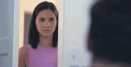 Reaction GIF: angry, I'm watching you, nope, Olivia Munn