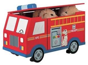 Fire Engine Trunk Storage Chest w Wheels