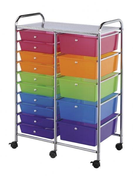 Storage Cart w 15 Multicolor Drawers