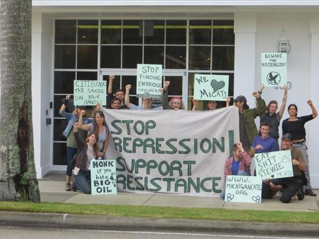 Solidarity protest with MICATS at Palm Beach Island Citibank branch last week. There is a KXL vigil planned for Palm Beach tomorrow as well.
